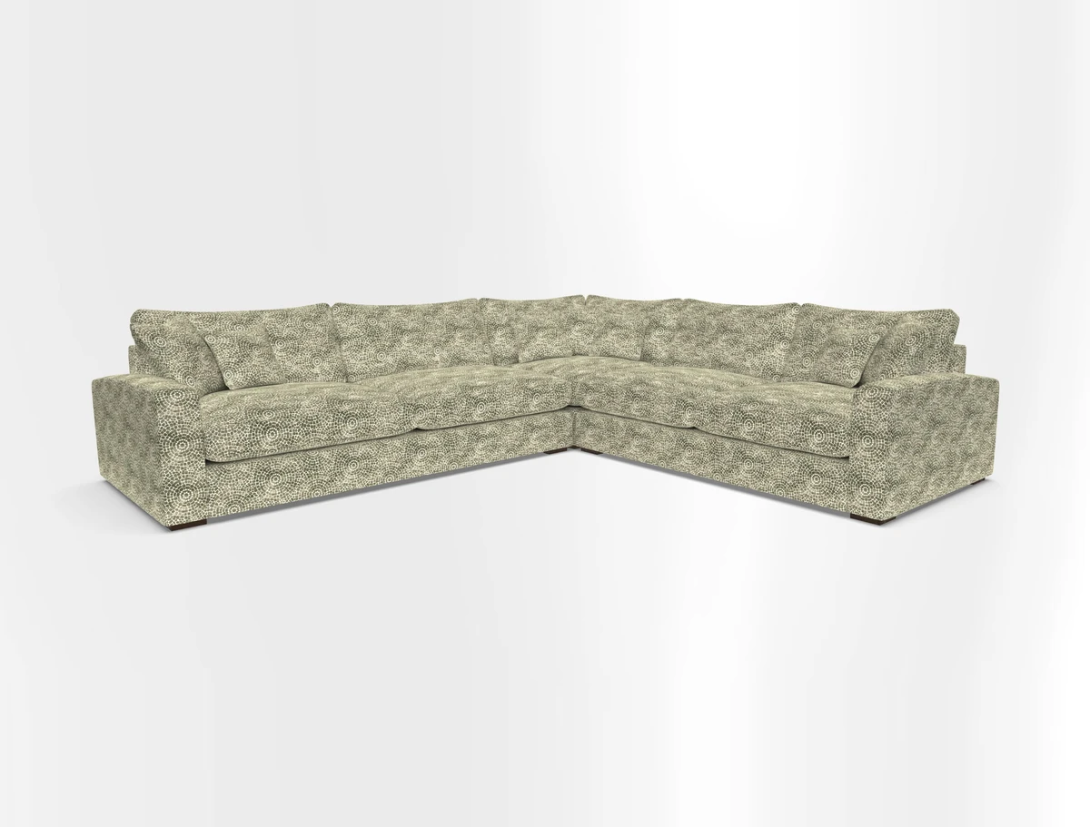 Stockbridge Corner Sofa LHF in V&A Threads of India Opulent Velvets Ikat Mirage Burnt Umber 
