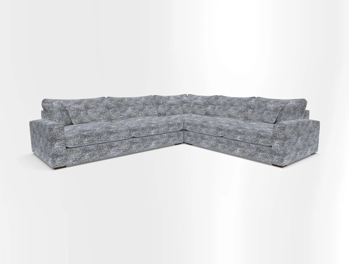 Stockbridge Corner Sofa LHF in V&A Threads of India Opulent Velvets Ikat Mirage Burnt Umber 