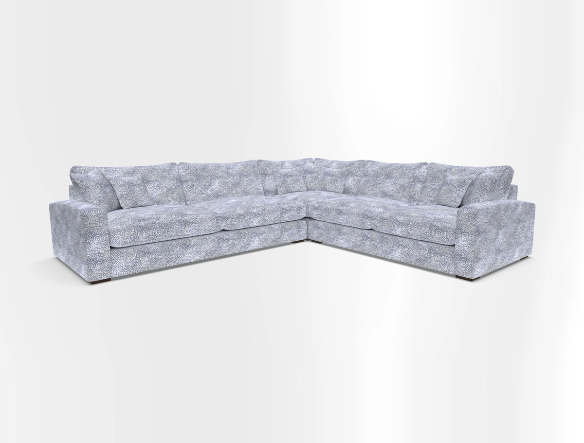 Stockbridge Corner Sofa LHF in V&A Threads of India Opulent Velvets Ikat Mirage Burnt Umber 