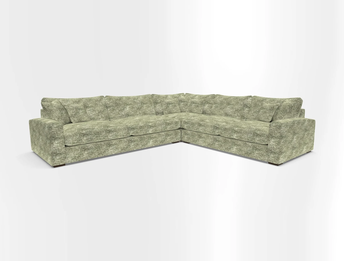 Stockbridge Corner Sofa LHF in V&A Threads of India Opulent Velvets Ikat Mirage Burnt Umber 
