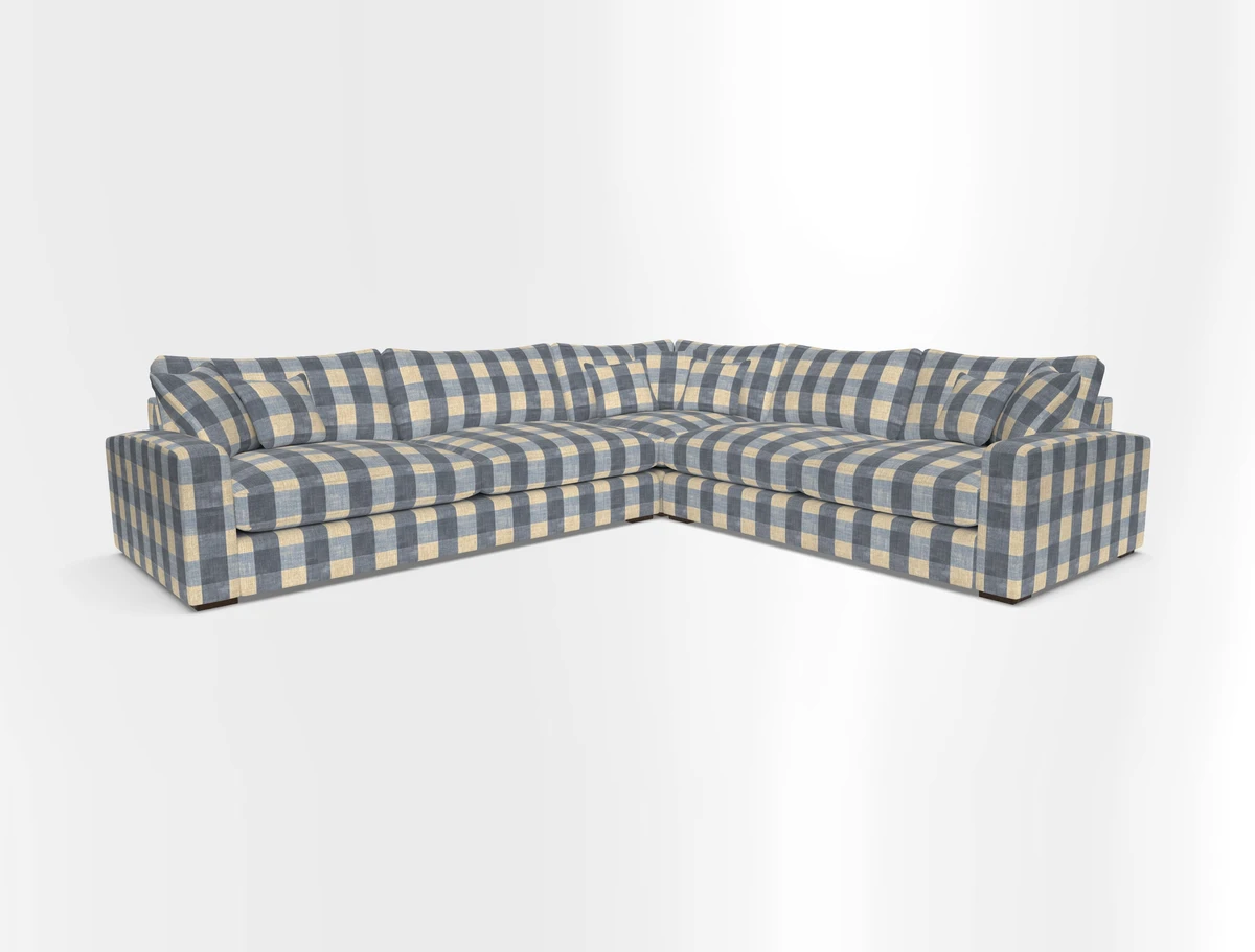 Stockbridge Corner Sofa LHF in V&A Threads of India Opulent Velvets Ikat Mirage Burnt Umber 