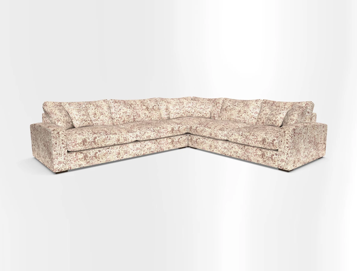 Stockbridge Corner Sofa LHF in V&A Threads of India Opulent Velvets Ikat Mirage Burnt Umber 