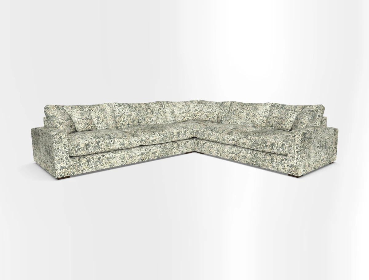 Stockbridge Corner Sofa LHF in V&A Threads of India Opulent Velvets Ikat Mirage Burnt Umber 