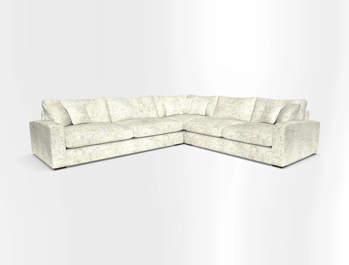 Stockbridge Corner Sofa LHF in V&A Threads of India Opulent Velvets Ikat Mirage Burnt Umber 