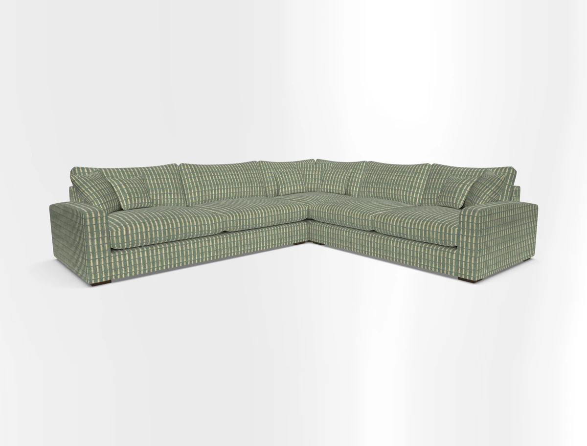 Stockbridge Corner Sofa LHF in V&A Threads of India Opulent Velvets Ikat Mirage Burnt Umber 