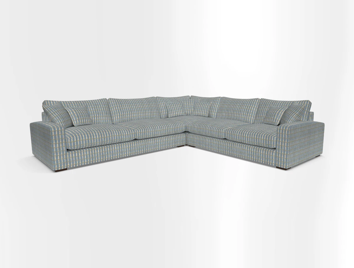 Stockbridge Corner Sofa LHF in V&A Threads of India Opulent Velvets Ikat Mirage Burnt Umber 