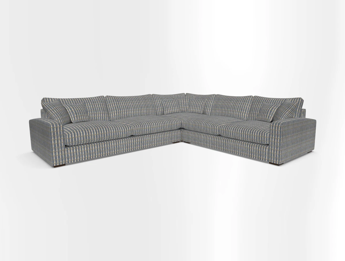 Stockbridge Corner Sofa LHF in V&A Threads of India Opulent Velvets Ikat Mirage Burnt Umber 
