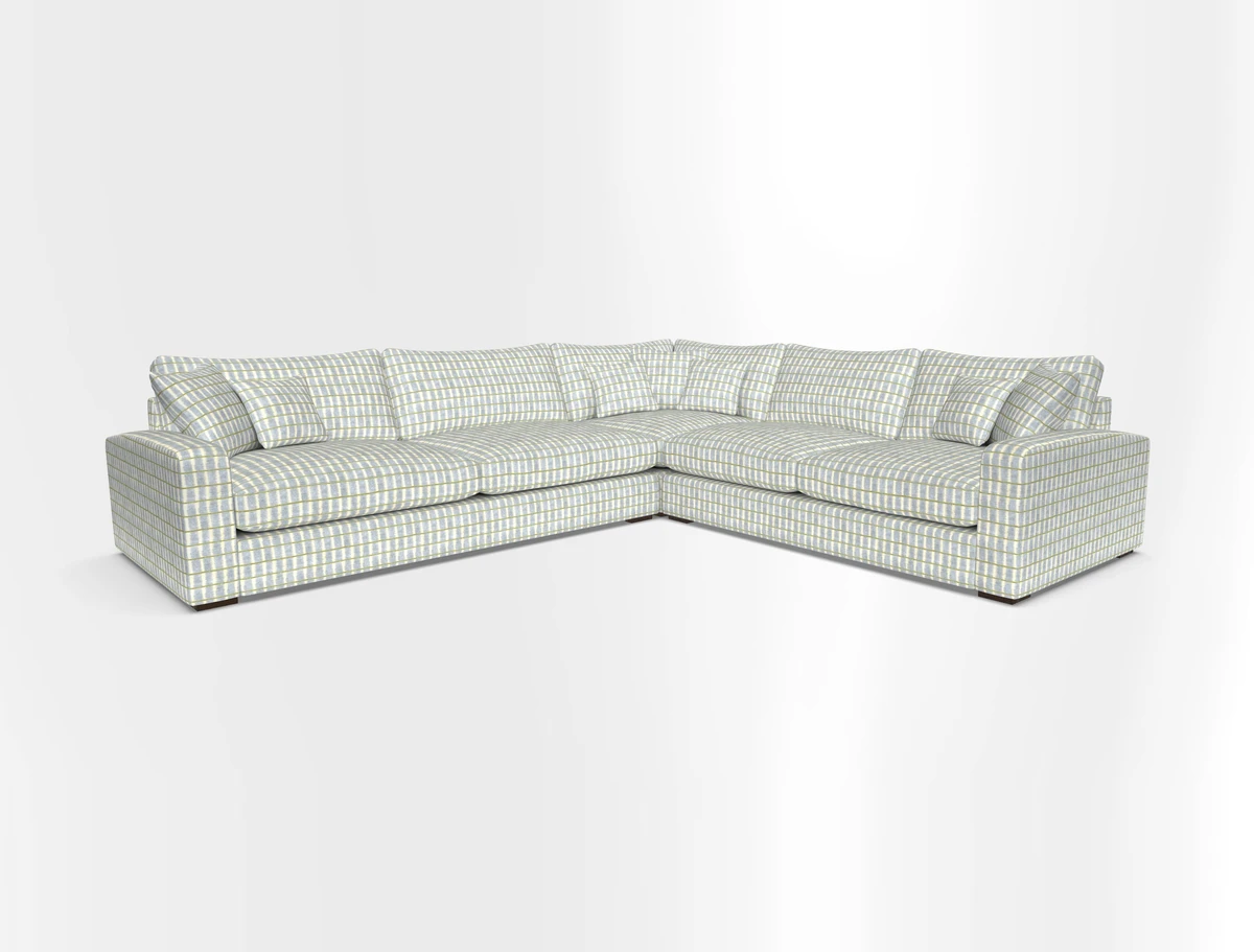 Stockbridge Corner Sofa LHF in V&A Threads of India Opulent Velvets Ikat Mirage Burnt Umber 