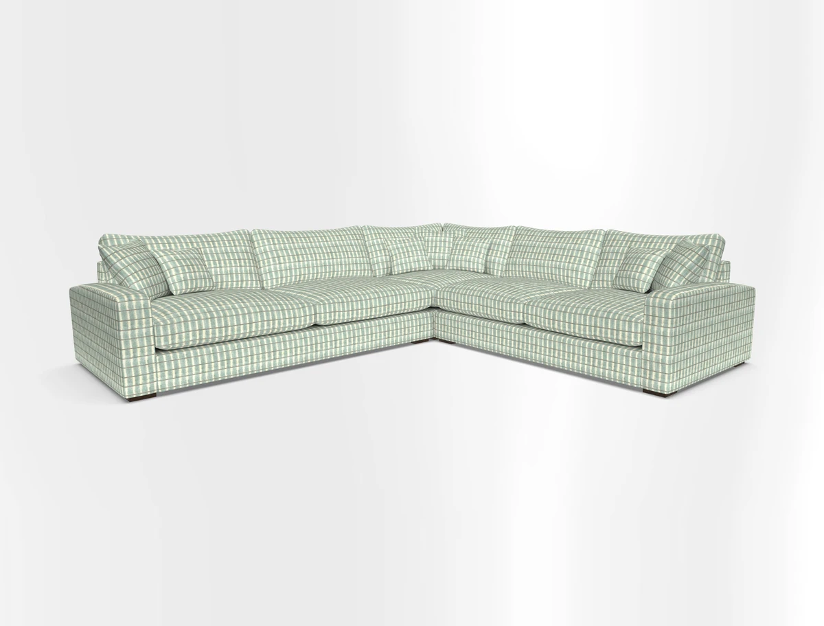 Stockbridge Corner Sofa LHF in V&A Threads of India Opulent Velvets Ikat Mirage Burnt Umber 