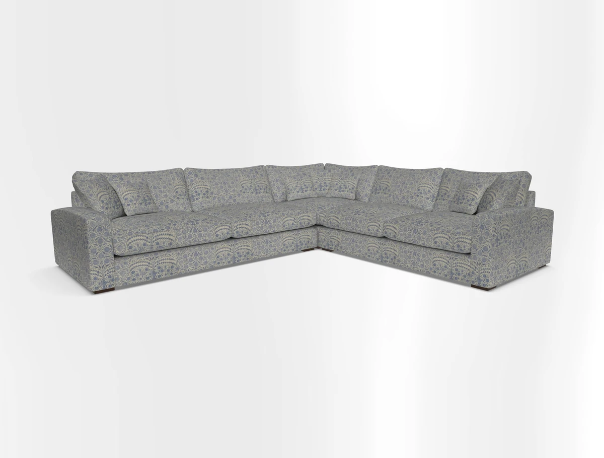 Stockbridge Corner Sofa LHF in V&A Threads of India Opulent Velvets Ikat Mirage Burnt Umber 