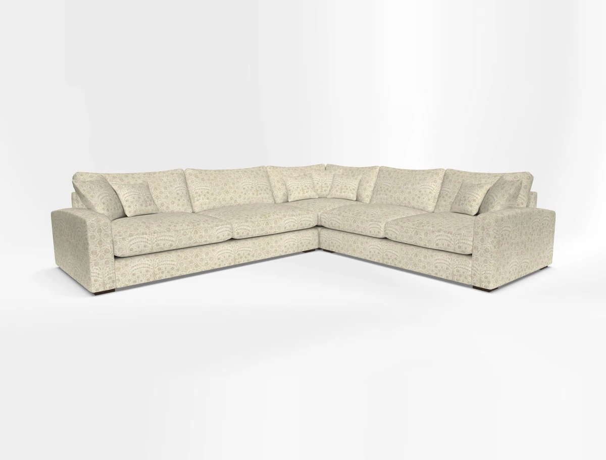Stockbridge Corner Sofa LHF in V&A Threads of India Opulent Velvets Ikat Mirage Burnt Umber 
