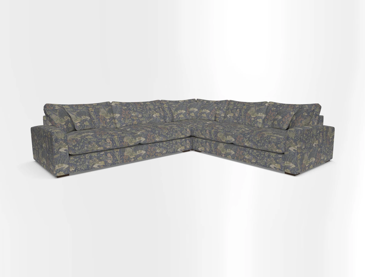 Stockbridge Corner Sofa LHF in V&A Threads of India Opulent Velvets Ikat Mirage Burnt Umber 