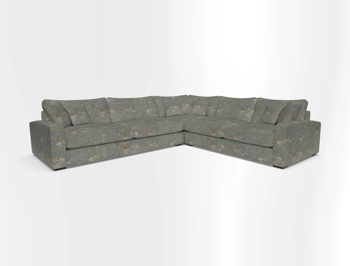 Stockbridge Corner Sofa LHF in V&A Threads of India Opulent Velvets Ikat Mirage Burnt Umber 