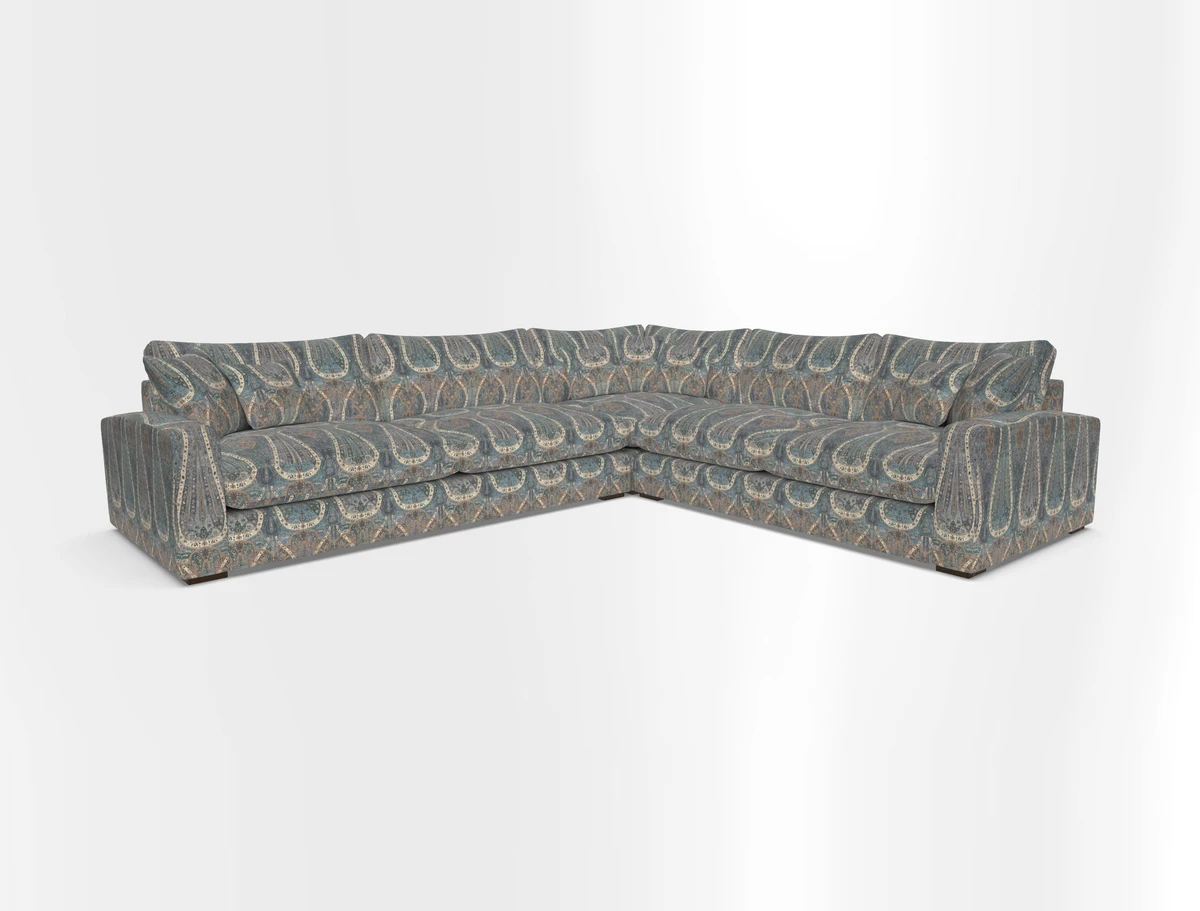 Stockbridge Corner Sofa LHF in V&A Threads of India Opulent Velvets Ikat Mirage Burnt Umber 