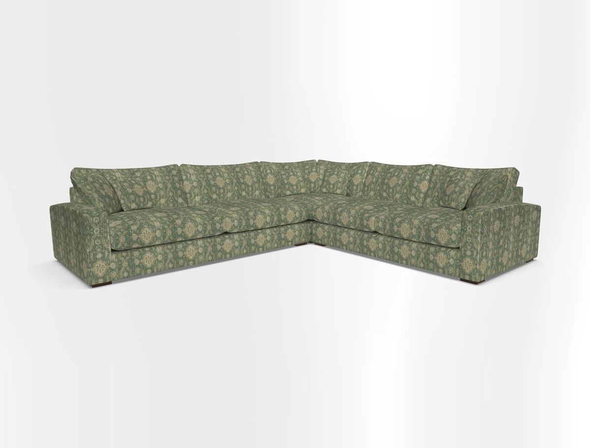 Stockbridge Corner Sofa LHF in V&A Threads of India Opulent Velvets Ikat Mirage Burnt Umber 
