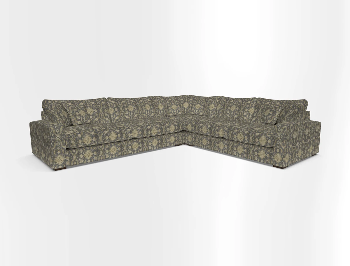 Stockbridge Corner Sofa LHF in V&A Threads of India Opulent Velvets Ikat Mirage Burnt Umber 