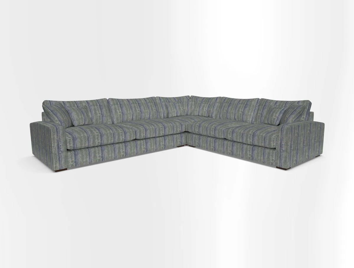 Stockbridge Corner Sofa LHF in V&A Threads of India Opulent Velvets Ikat Mirage Burnt Umber 