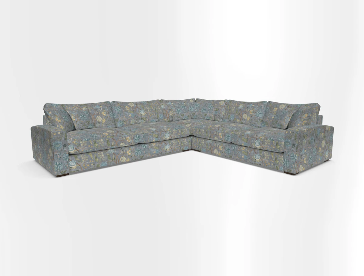 Stockbridge Corner Sofa LHF in V&A Threads of India Opulent Velvets Ikat Mirage Burnt Umber 