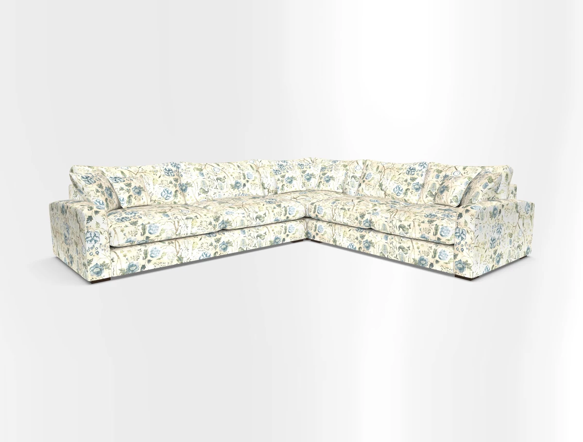 Stockbridge Corner Sofa LHF in V&A Threads of India Opulent Velvets Ikat Mirage Burnt Umber 