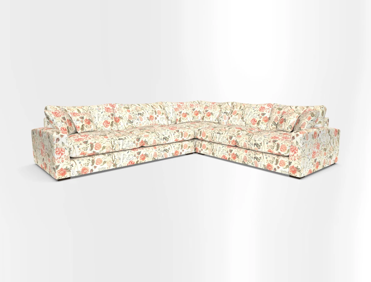 Stockbridge Corner Sofa LHF in V&A Threads of India Opulent Velvets Ikat Mirage Burnt Umber 