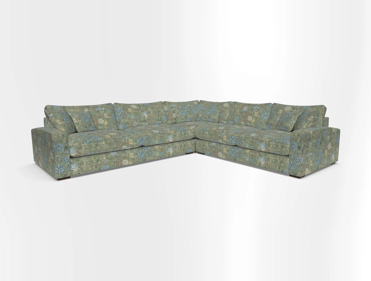 Stockbridge Corner Sofa LHF in V&A Threads of India Opulent Velvets Ikat Mirage Burnt Umber 