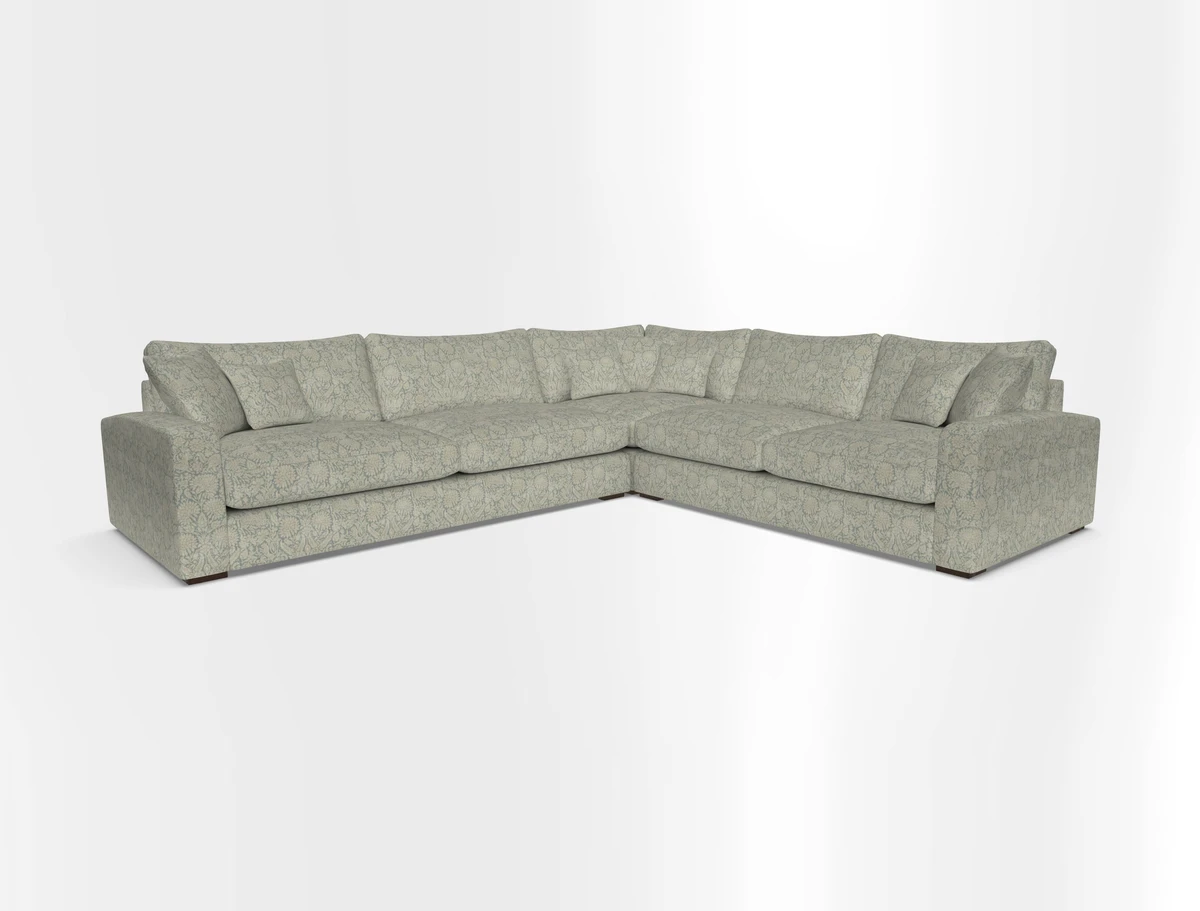 Stockbridge Corner Sofa LHF in V&A Threads of India Opulent Velvets Ikat Mirage Burnt Umber 