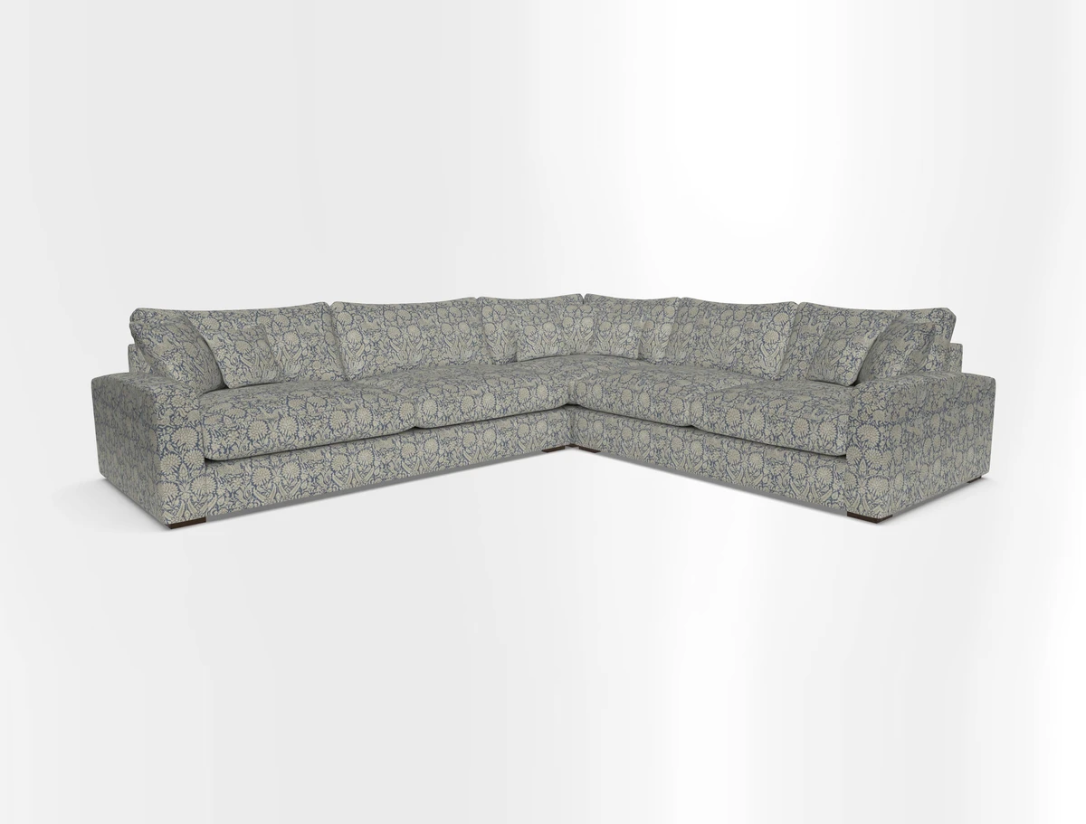 Stockbridge Corner Sofa LHF in V&A Threads of India Opulent Velvets Ikat Mirage Burnt Umber 