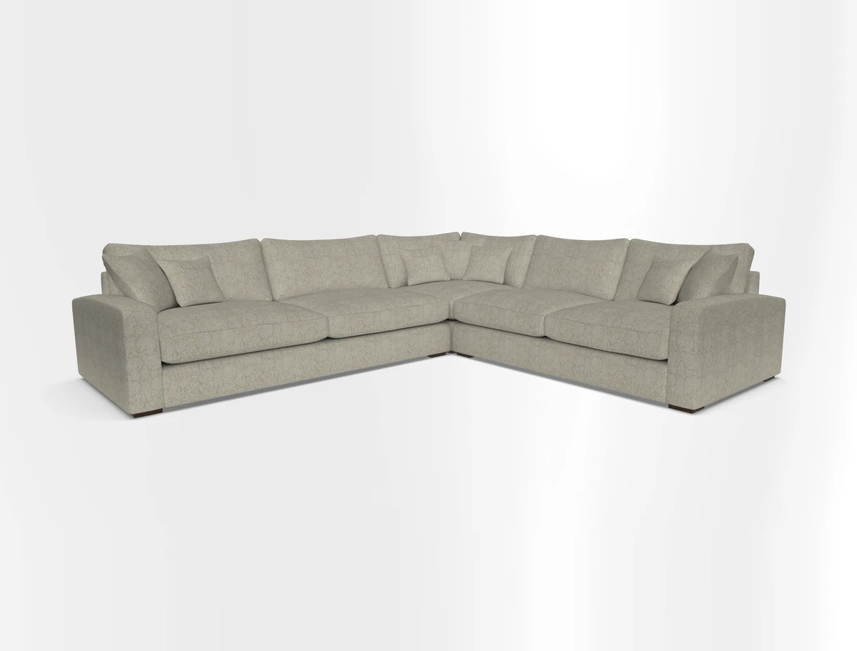 Stockbridge Corner Sofa LHF in V&A Threads of India Opulent Velvets Ikat Mirage Burnt Umber 