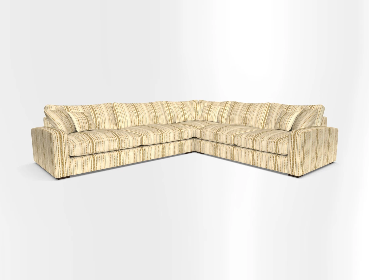 Stockbridge Corner Sofa LHF in V&A Threads of India Opulent Velvets Ikat Mirage Burnt Umber 