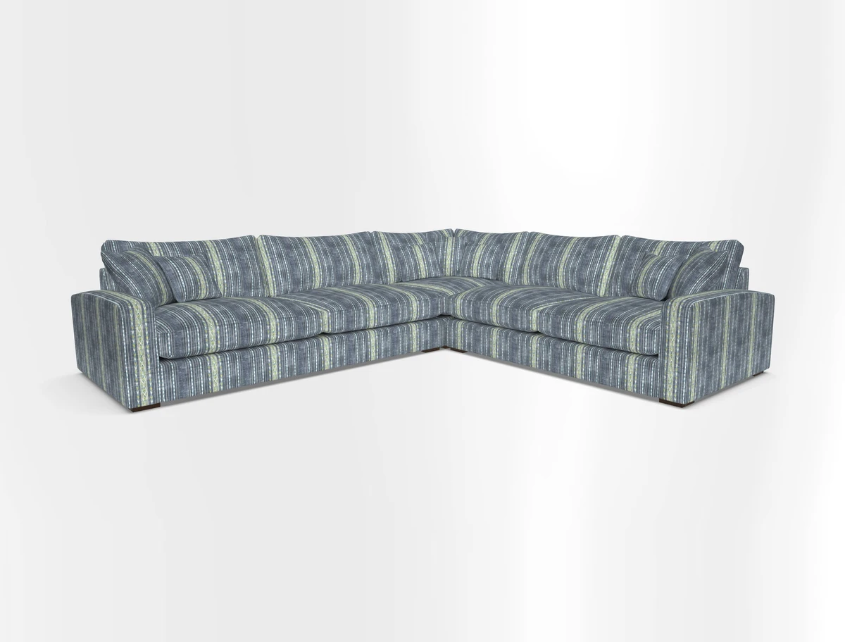 Stockbridge Corner Sofa LHF in V&A Threads of India Opulent Velvets Ikat Mirage Burnt Umber 