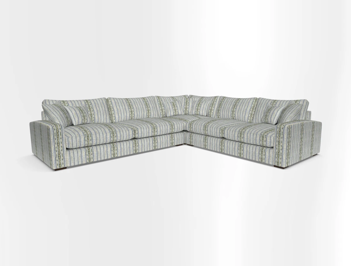 Stockbridge Corner Sofa LHF in V&A Threads of India Opulent Velvets Ikat Mirage Burnt Umber 