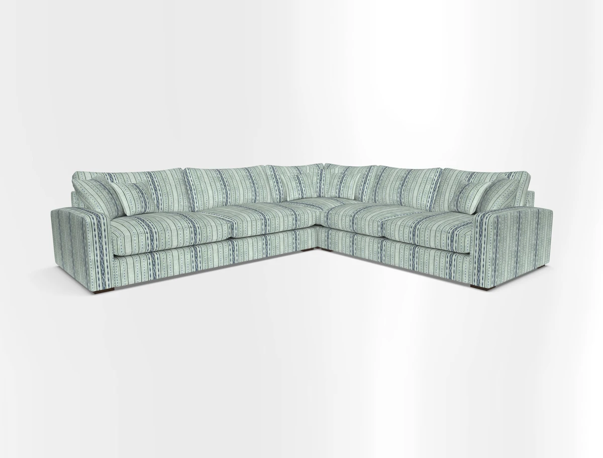 Stockbridge Corner Sofa LHF in V&A Threads of India Opulent Velvets Ikat Mirage Burnt Umber 