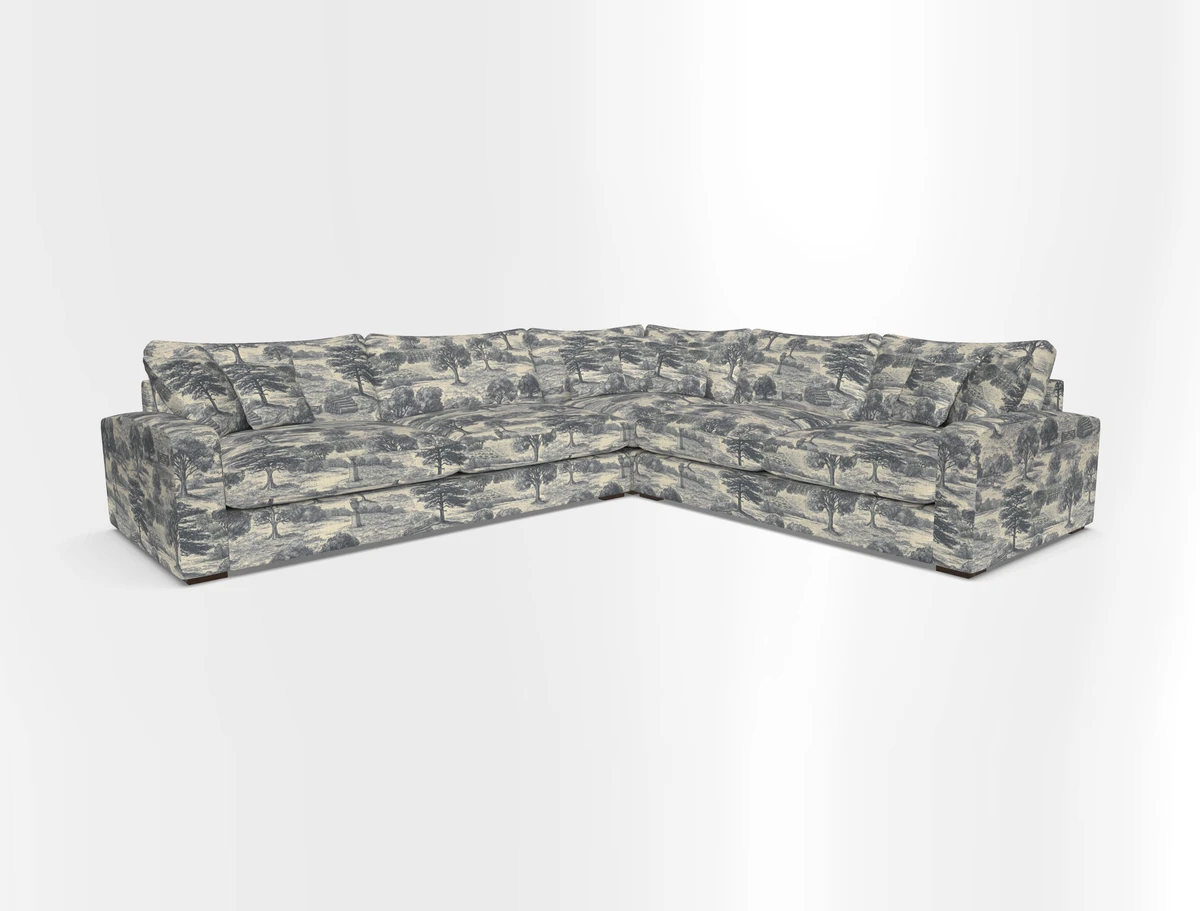 Stockbridge Corner Sofa LHF in V&A Threads of India Opulent Velvets Ikat Mirage Burnt Umber 