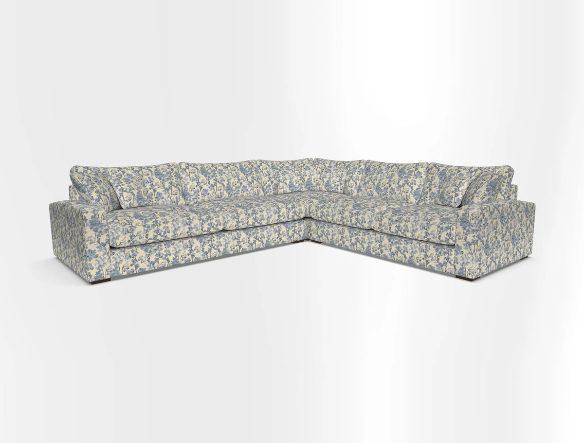 Stockbridge Corner Sofa LHF in V&A Threads of India Opulent Velvets Ikat Mirage Burnt Umber 
