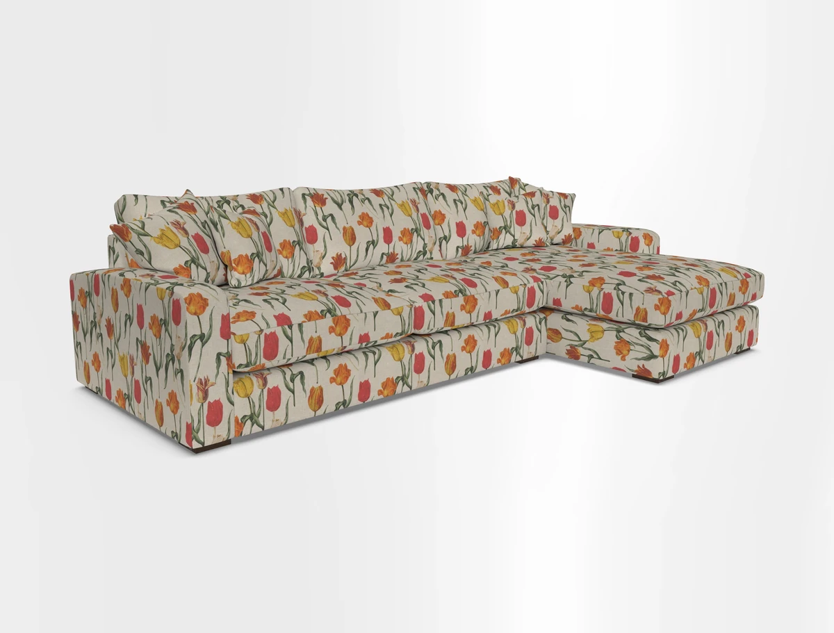 Stockbridge Chaise RHF in Two Tone Plain Biscuit