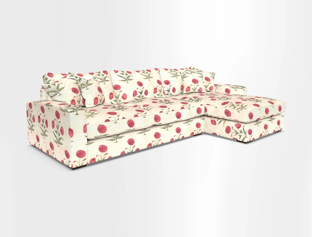 Stockbridge Chaise RHF in Two Tone Plain Biscuit