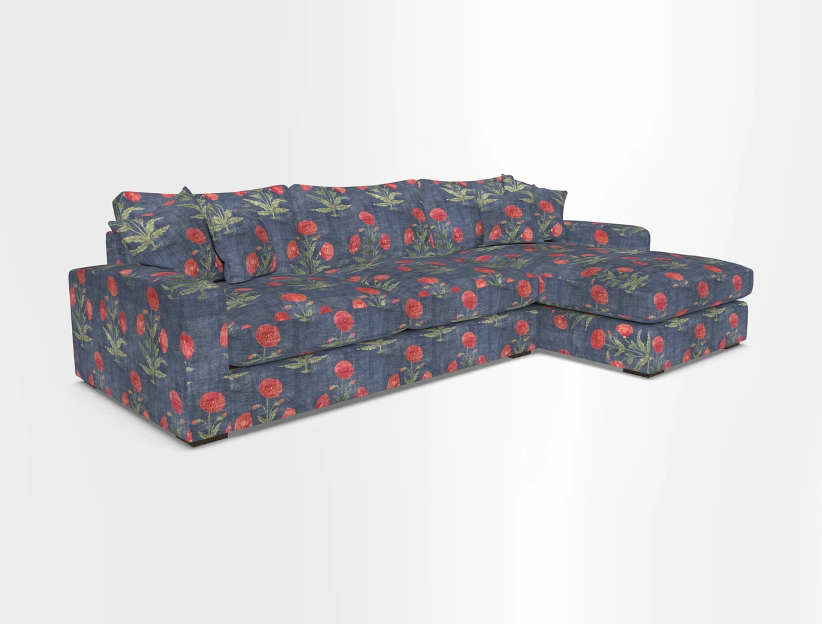 Stockbridge Chaise RHF in Two Tone Plain Biscuit