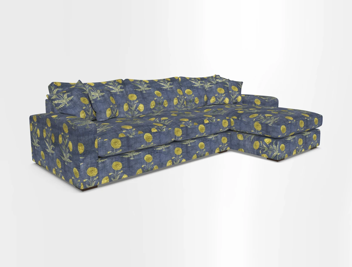 Stockbridge Chaise RHF in Two Tone Plain Biscuit