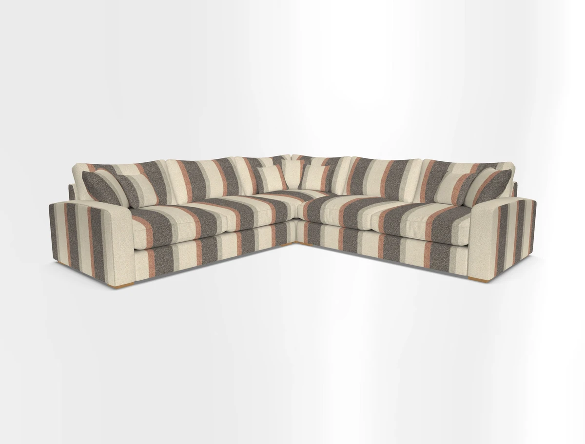 Stockbridge Corner Sofa RHF and LHF in V&A Threads of India Opulent Velvets Ikat Mirage Burnt Umber 