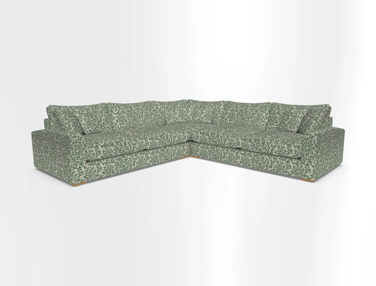 Stockbridge Corner Sofa RHF and LHF in V&A Threads of India Opulent Velvets Ikat Mirage Burnt Umber 
