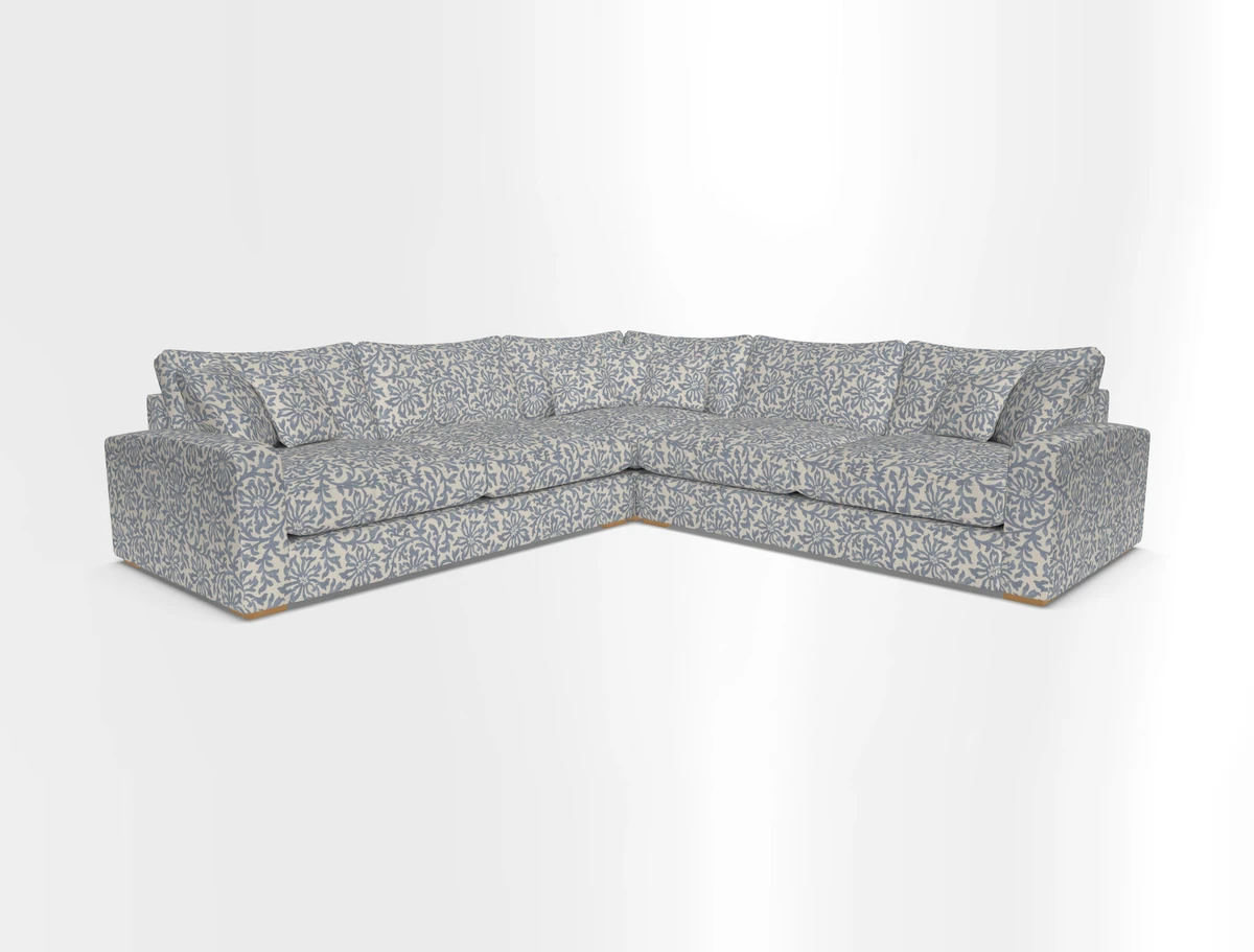 Stockbridge Corner Sofa RHF and LHF in V&A Threads of India Opulent Velvets Ikat Mirage Burnt Umber 