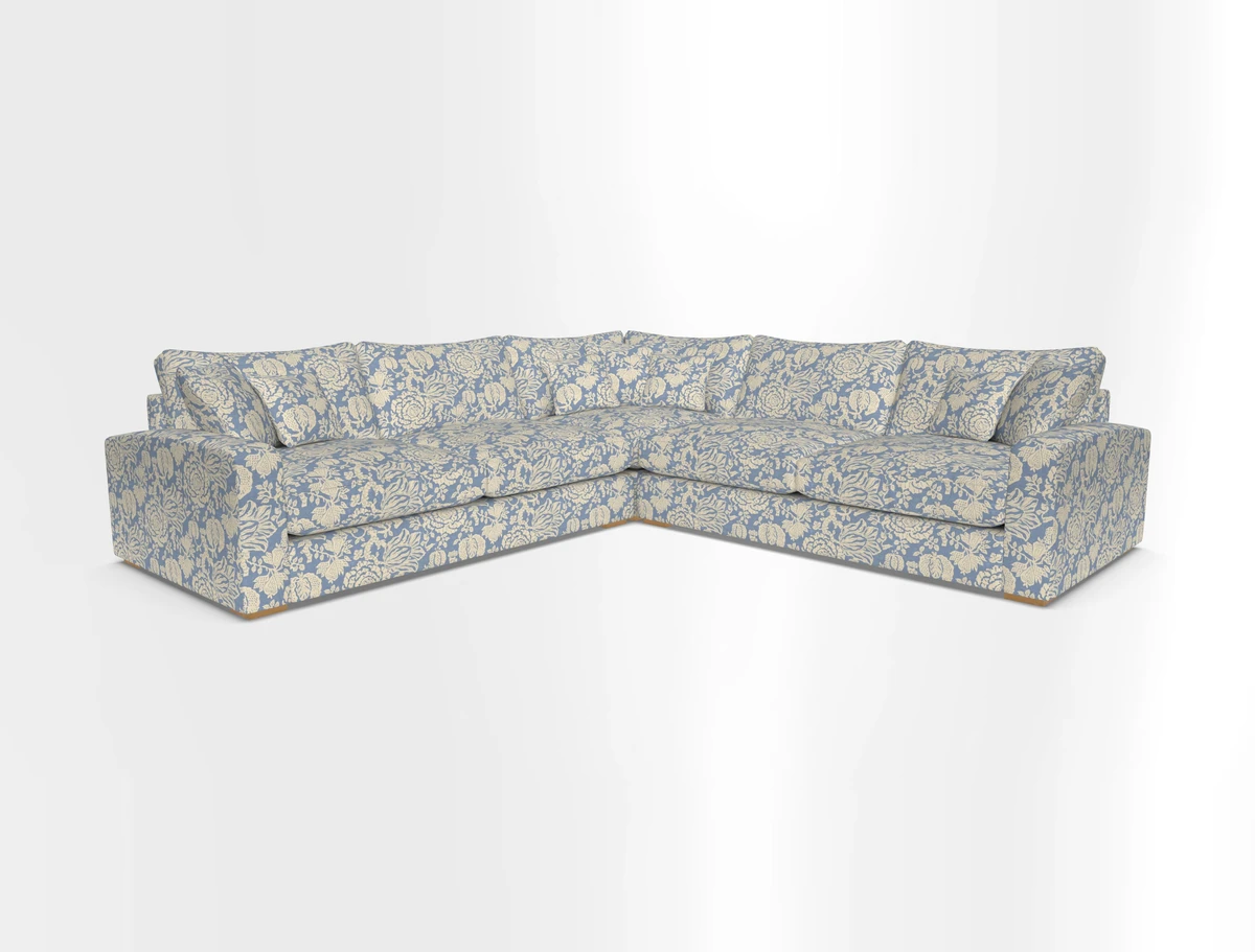 Stockbridge Corner Sofa RHF and LHF in V&A Threads of India Opulent Velvets Ikat Mirage Burnt Umber 