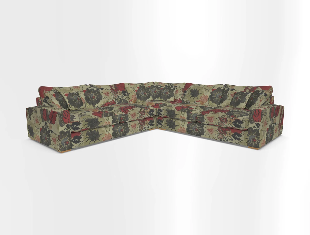 Stockbridge Corner Sofa RHF and LHF in V&A Threads of India Opulent Velvets Ikat Mirage Burnt Umber 