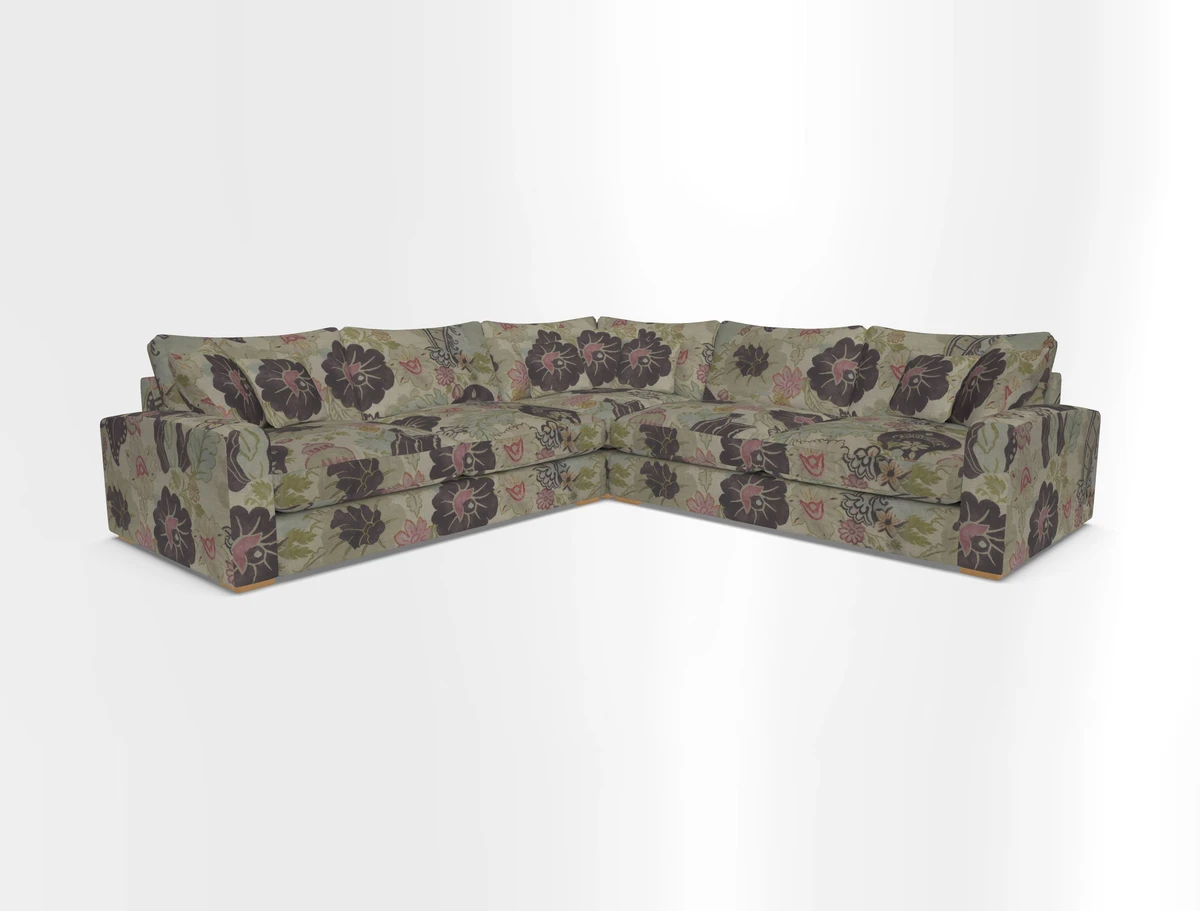 Stockbridge Corner Sofa RHF and LHF in V&A Threads of India Opulent Velvets Ikat Mirage Burnt Umber 