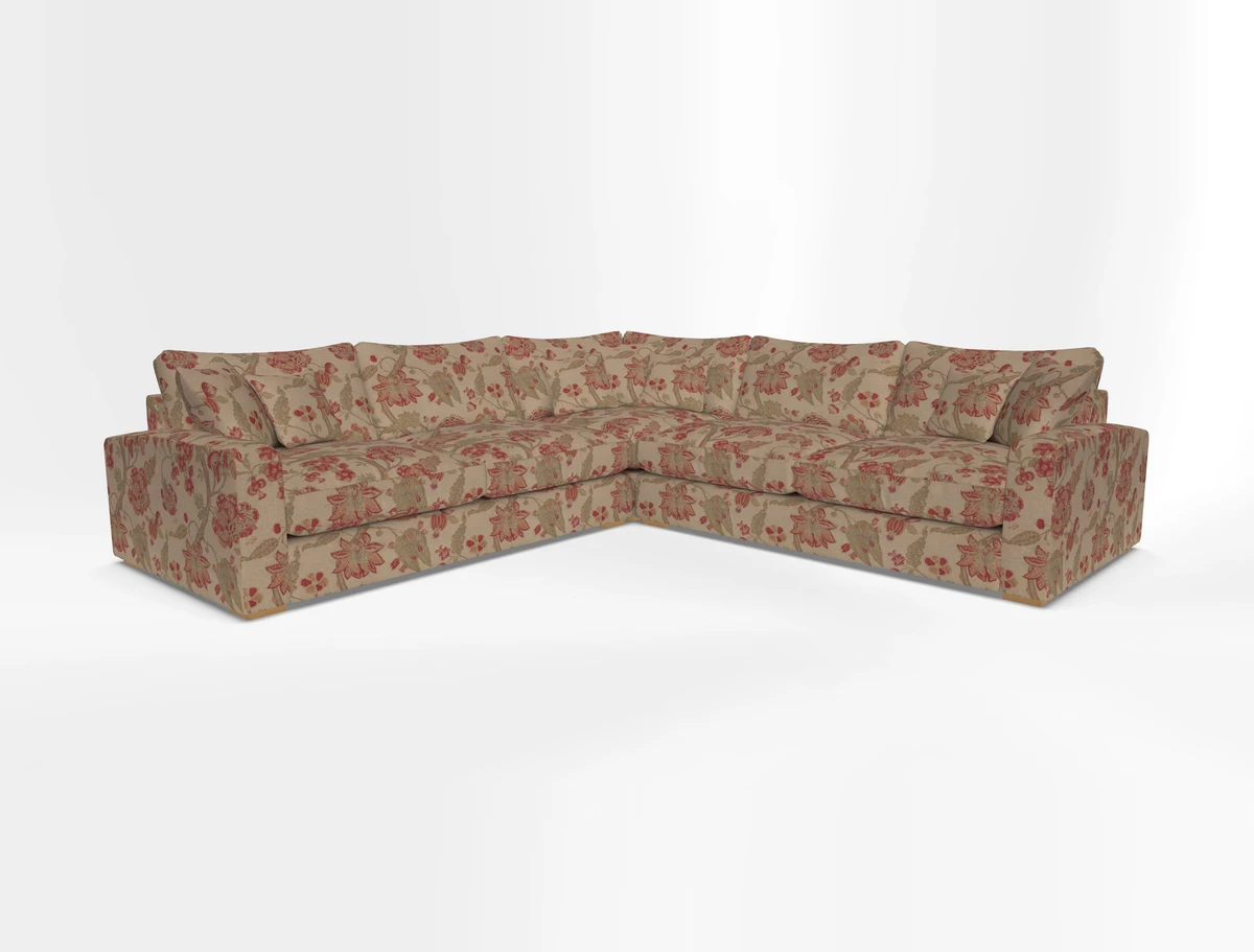 Stockbridge Corner Sofa RHF and LHF in V&A Threads of India Opulent Velvets Ikat Mirage Burnt Umber 