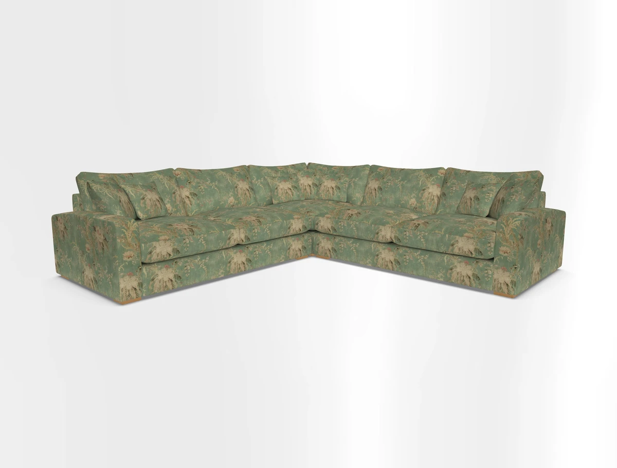 Stockbridge Corner Sofa RHF and LHF in V&A Threads of India Opulent Velvets Ikat Mirage Burnt Umber 