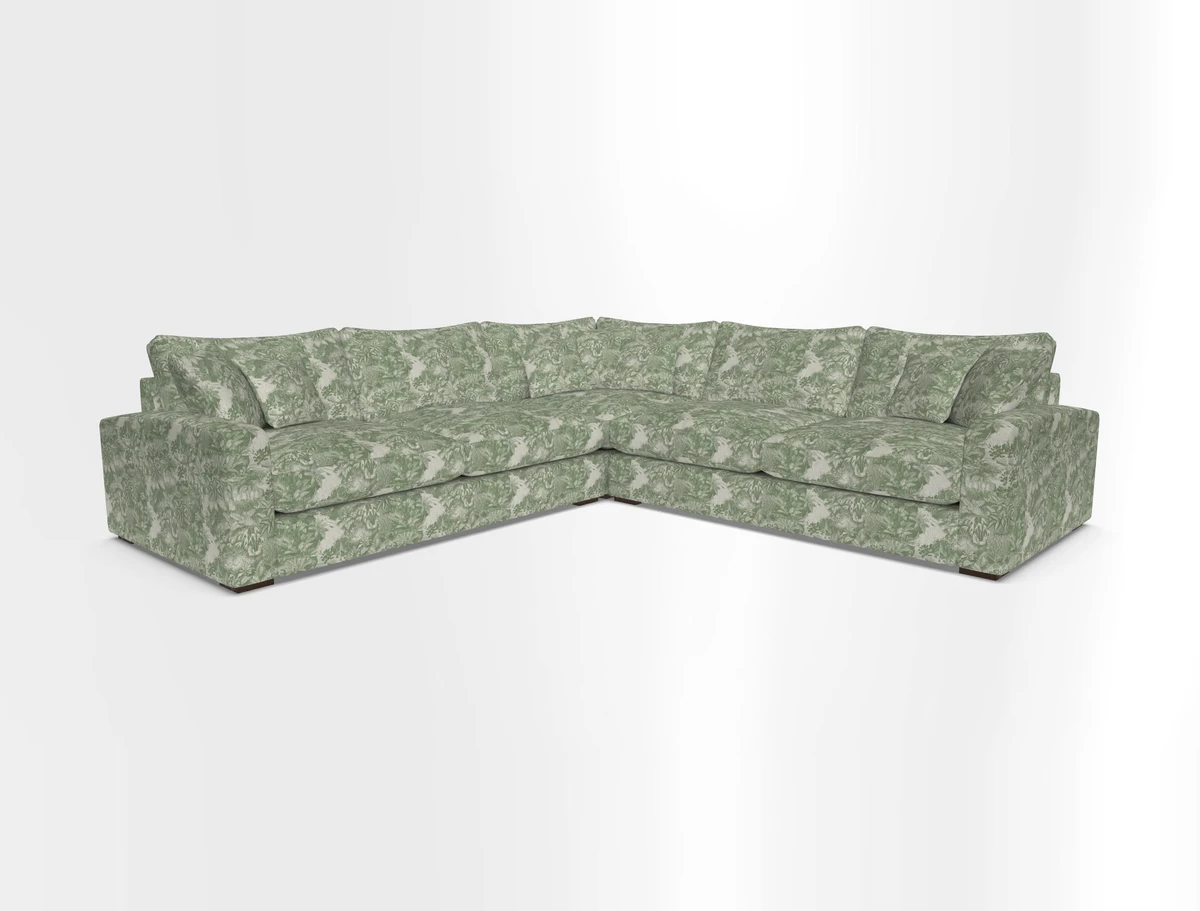 Stockbridge Corner Sofa RHF and LHF in V&A Threads of India Opulent Velvets Ikat Mirage Burnt Umber 