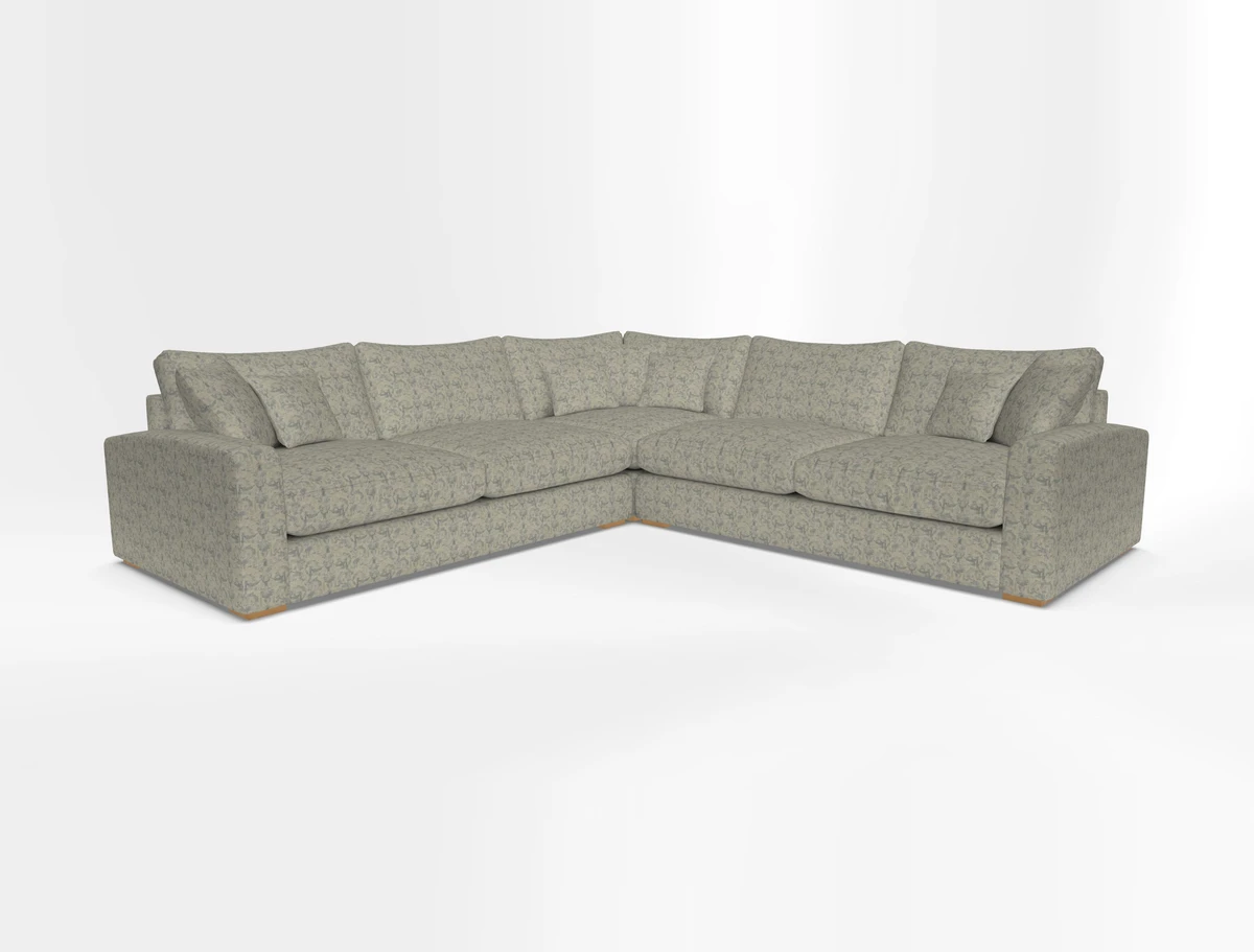 Stockbridge Corner Sofa RHF and LHF in V&A Threads of India Opulent Velvets Ikat Mirage Burnt Umber 