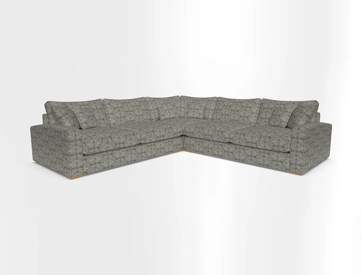Stockbridge Corner Sofa RHF and LHF in V&A Threads of India Opulent Velvets Ikat Mirage Burnt Umber 