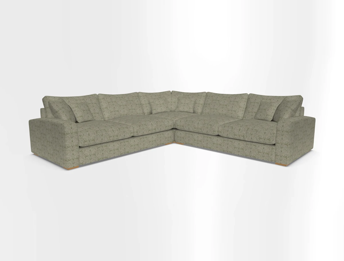 Stockbridge Corner Sofa RHF and LHF in V&A Threads of India Opulent Velvets Ikat Mirage Burnt Umber 
